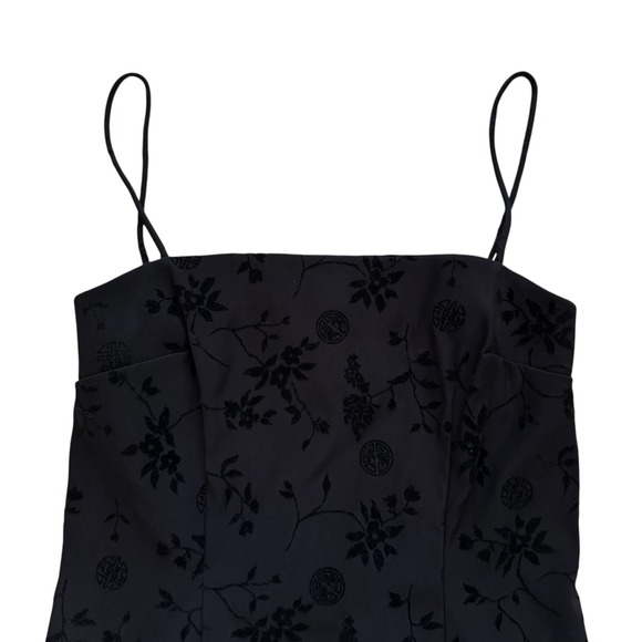Rampage Wear Black Floral Velvet Burnout Spaghetti Strap Mini Dress Sz 8 10 Y2K - Picture 10 of 12